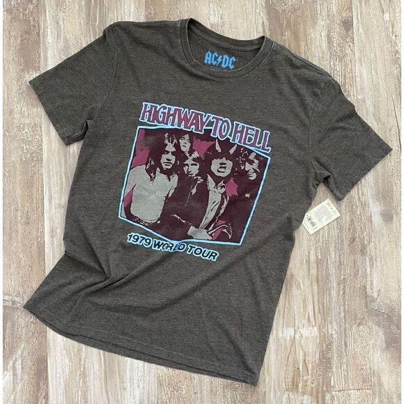 Lucky Brand AC/DC Rock Band T-Shirt Venice Burnout Distressed Men’s Size Medium - Picture 1 of 5